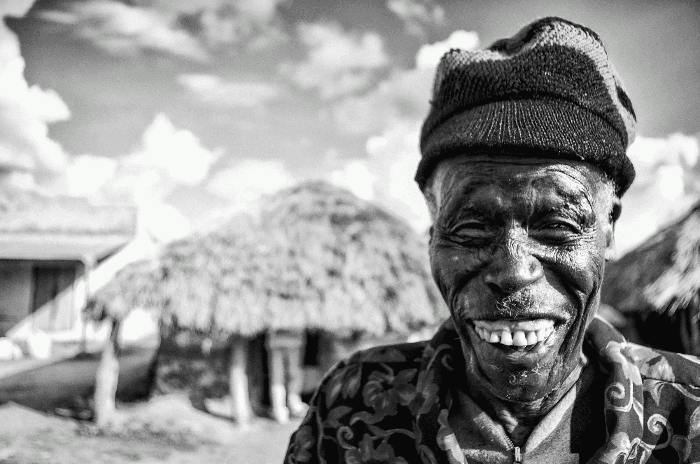 Radiant Smile: Village Elder Portrait Elderly Man Smiling Uganda in Amuria.