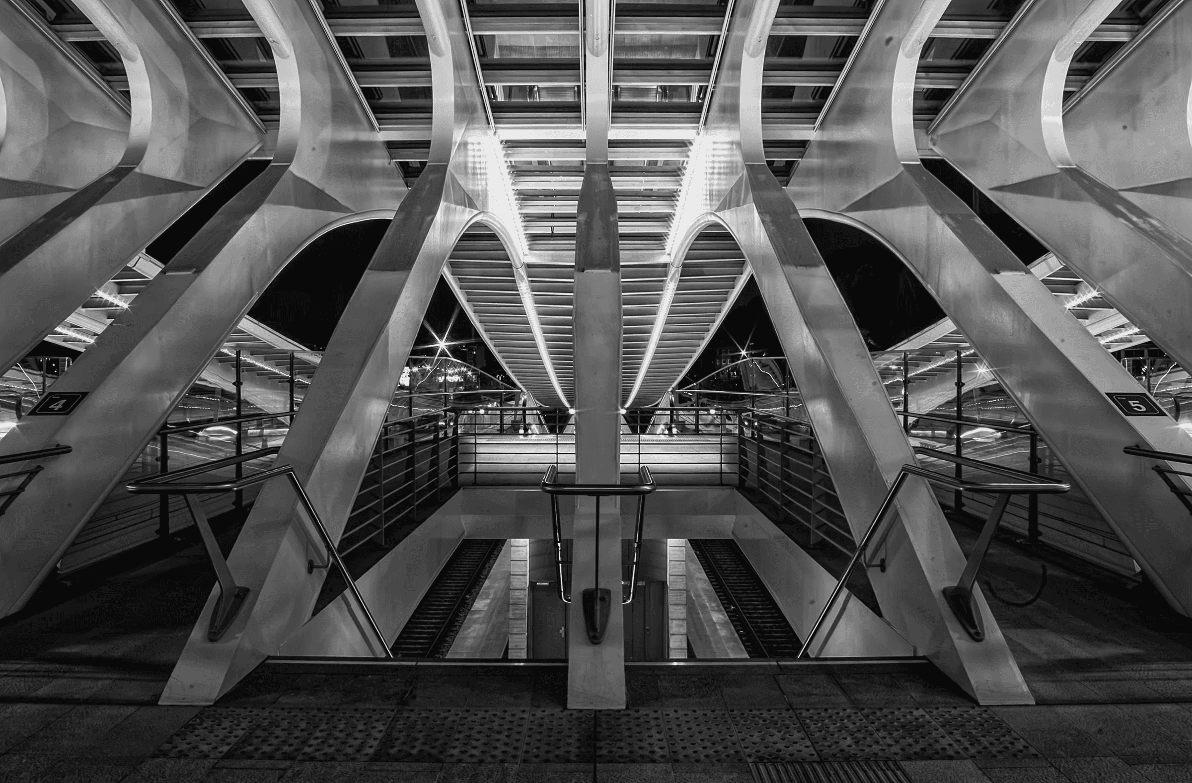 Liege Interior Symmetry in Liège-Guillemins Station.