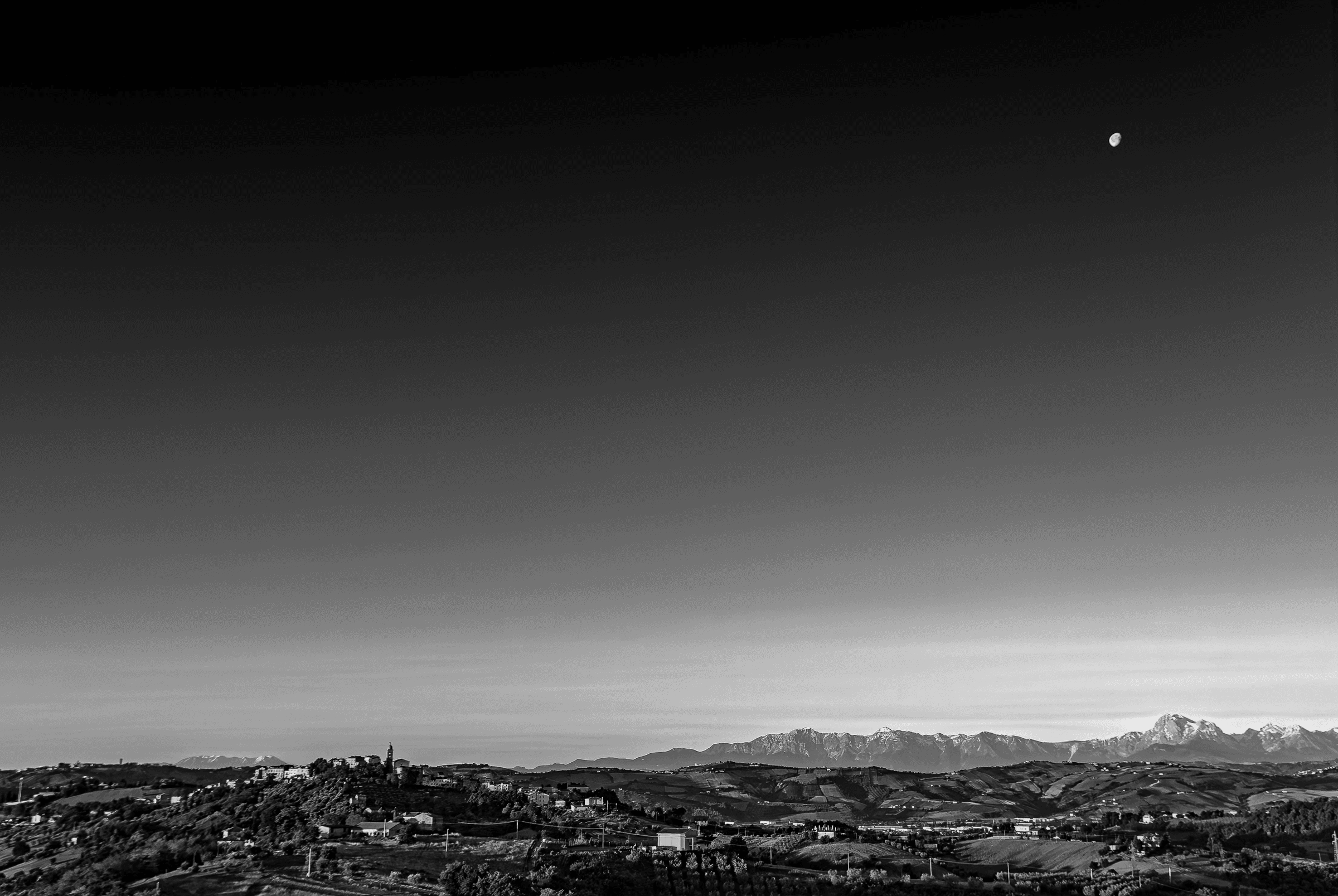 Moonrise Over Gran Sasso in Monsampolo del Tronto.