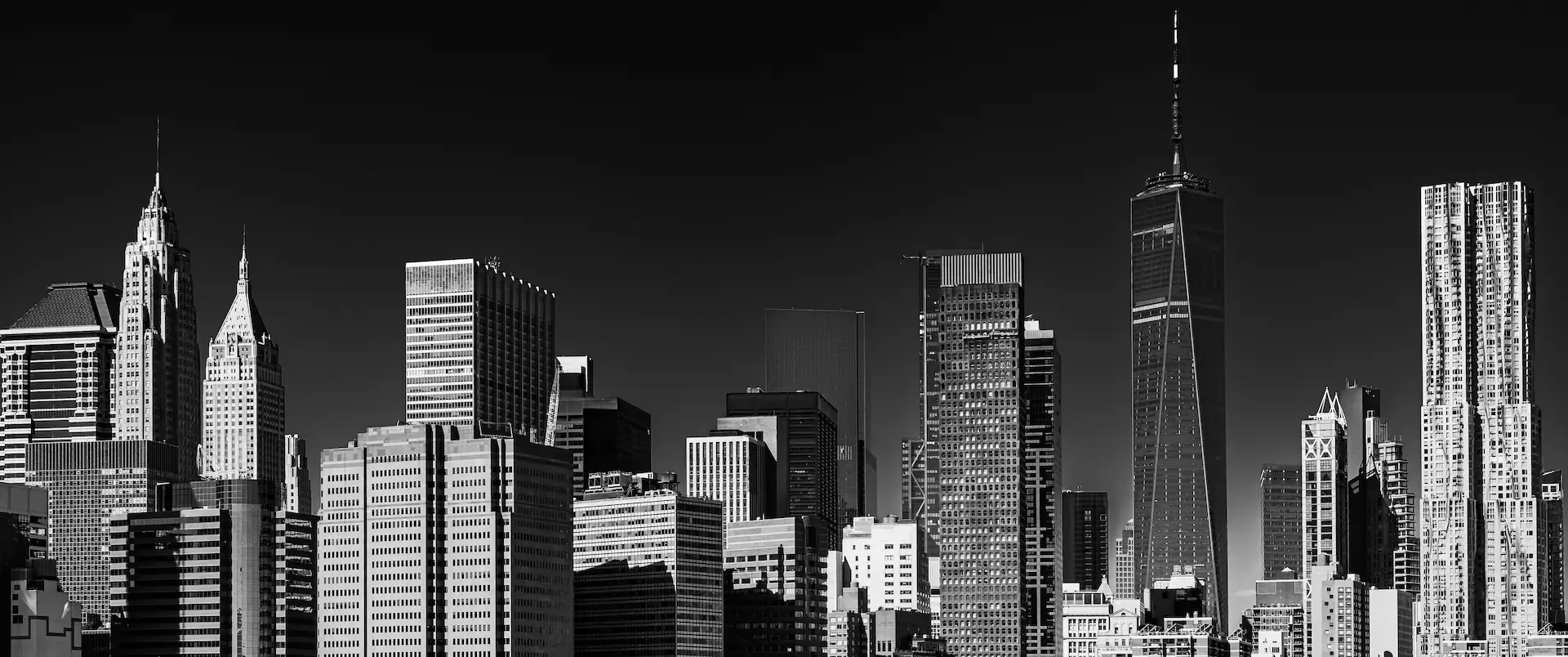 Majesty Skyline in New York City in architectural light in monochrome.