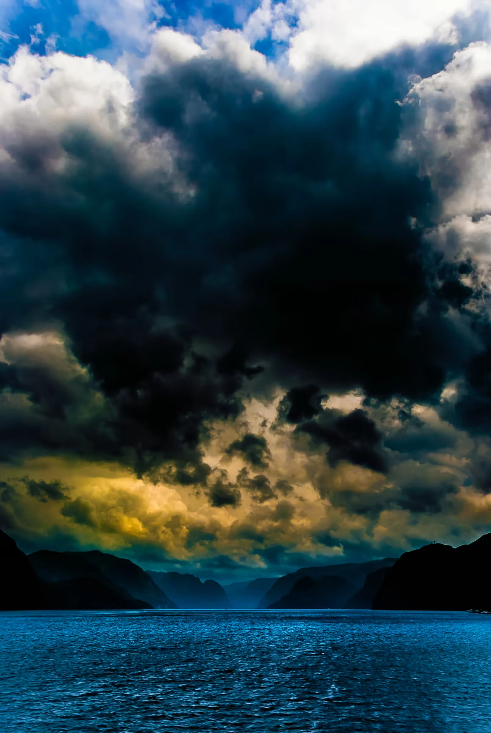 Norway Sky Drama in Norwegian Fjord.