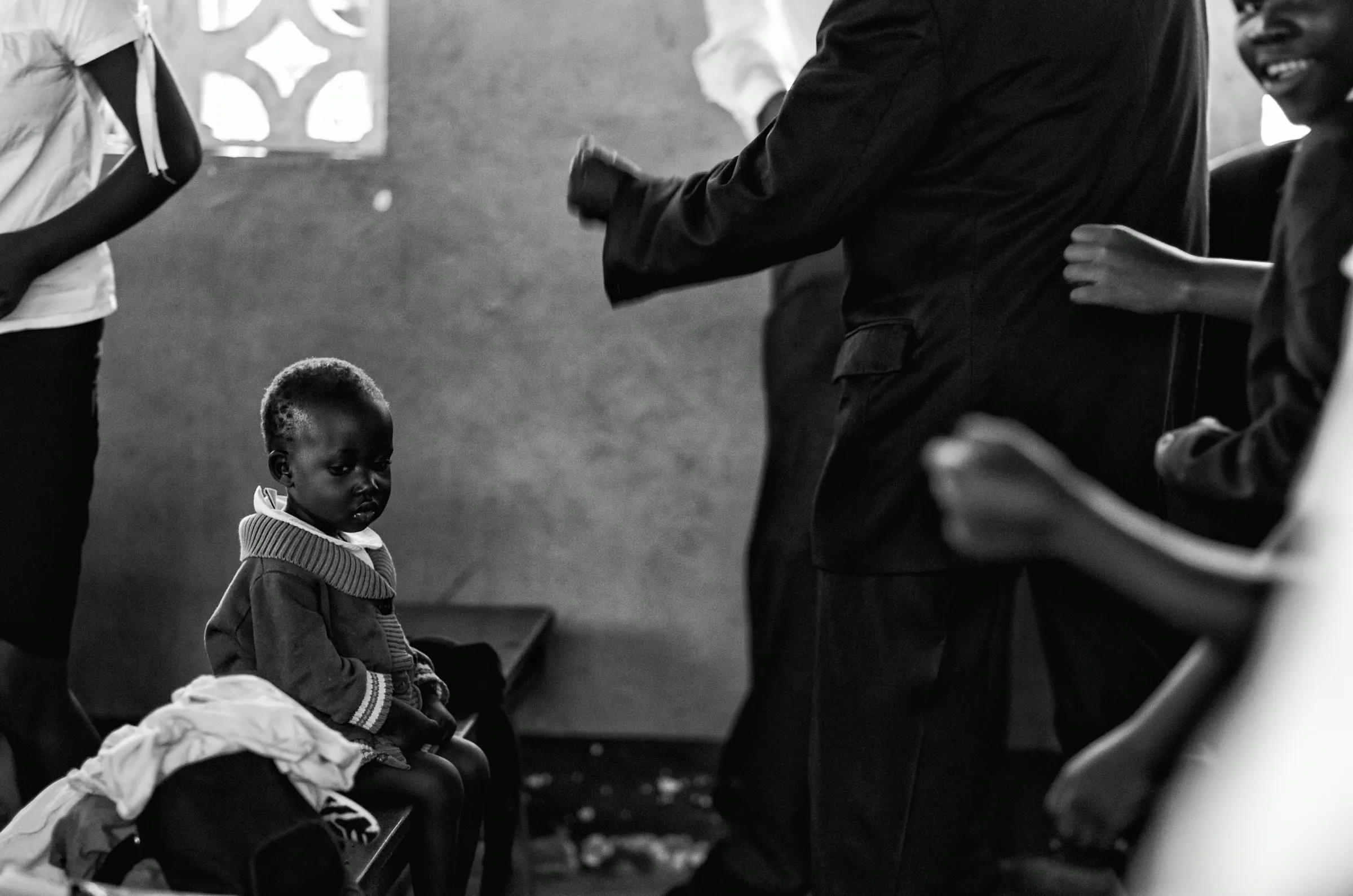Scene from in a quiet portrait in Uganda in monochrome.