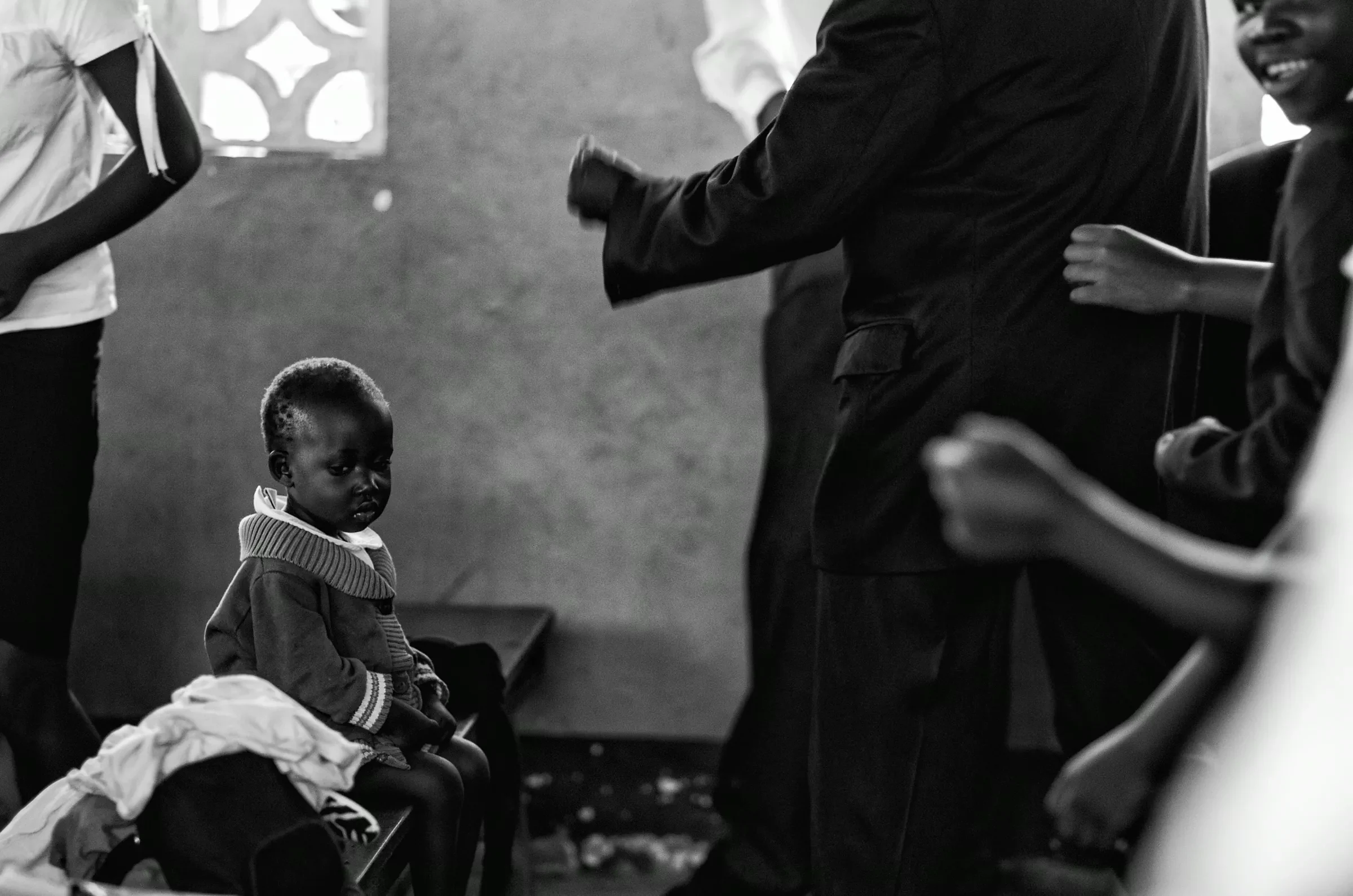 Scene from in a quiet portrait in Uganda in monochrome.