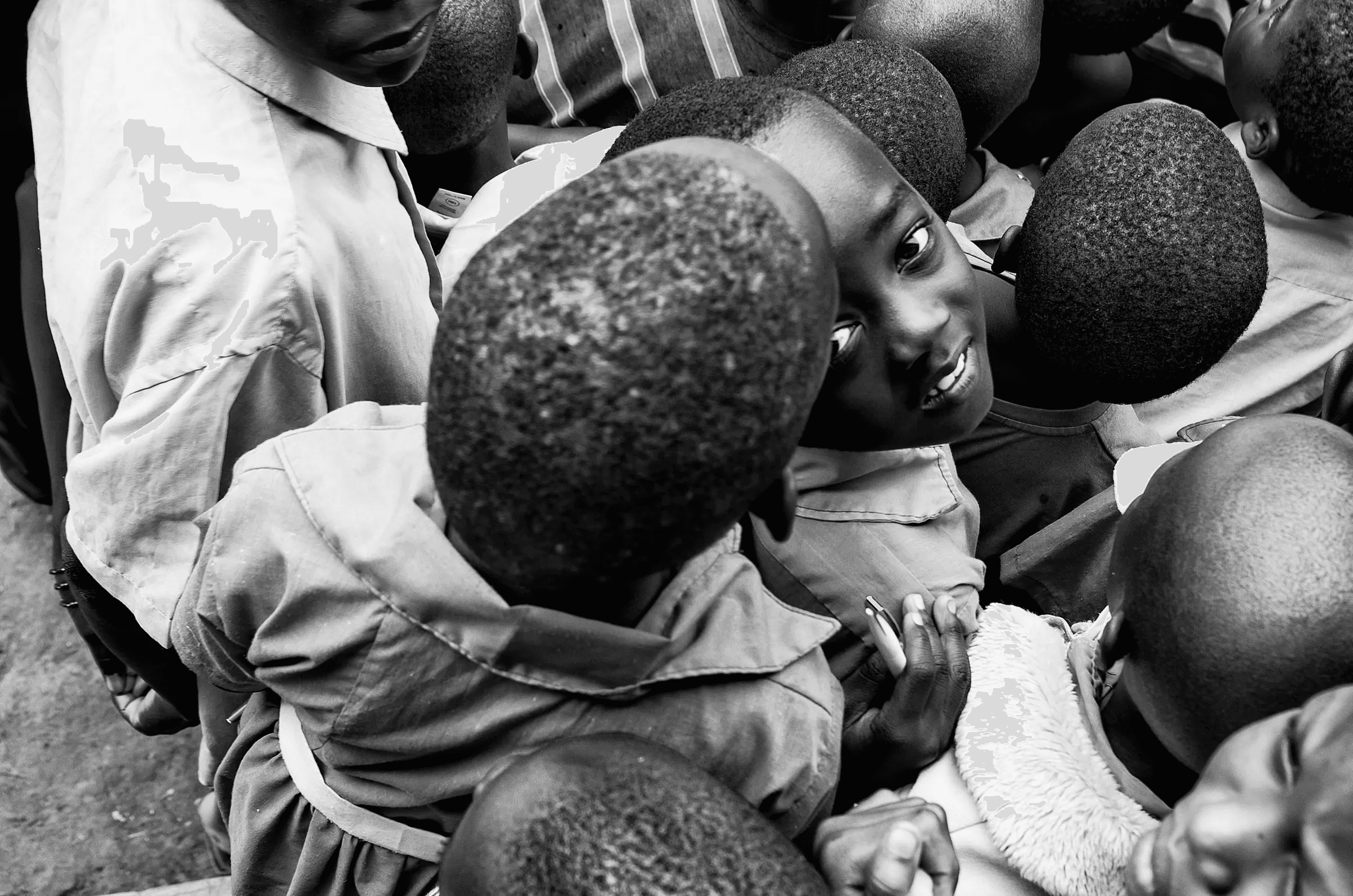 Scene from in Uganda in daily life in monochrome.