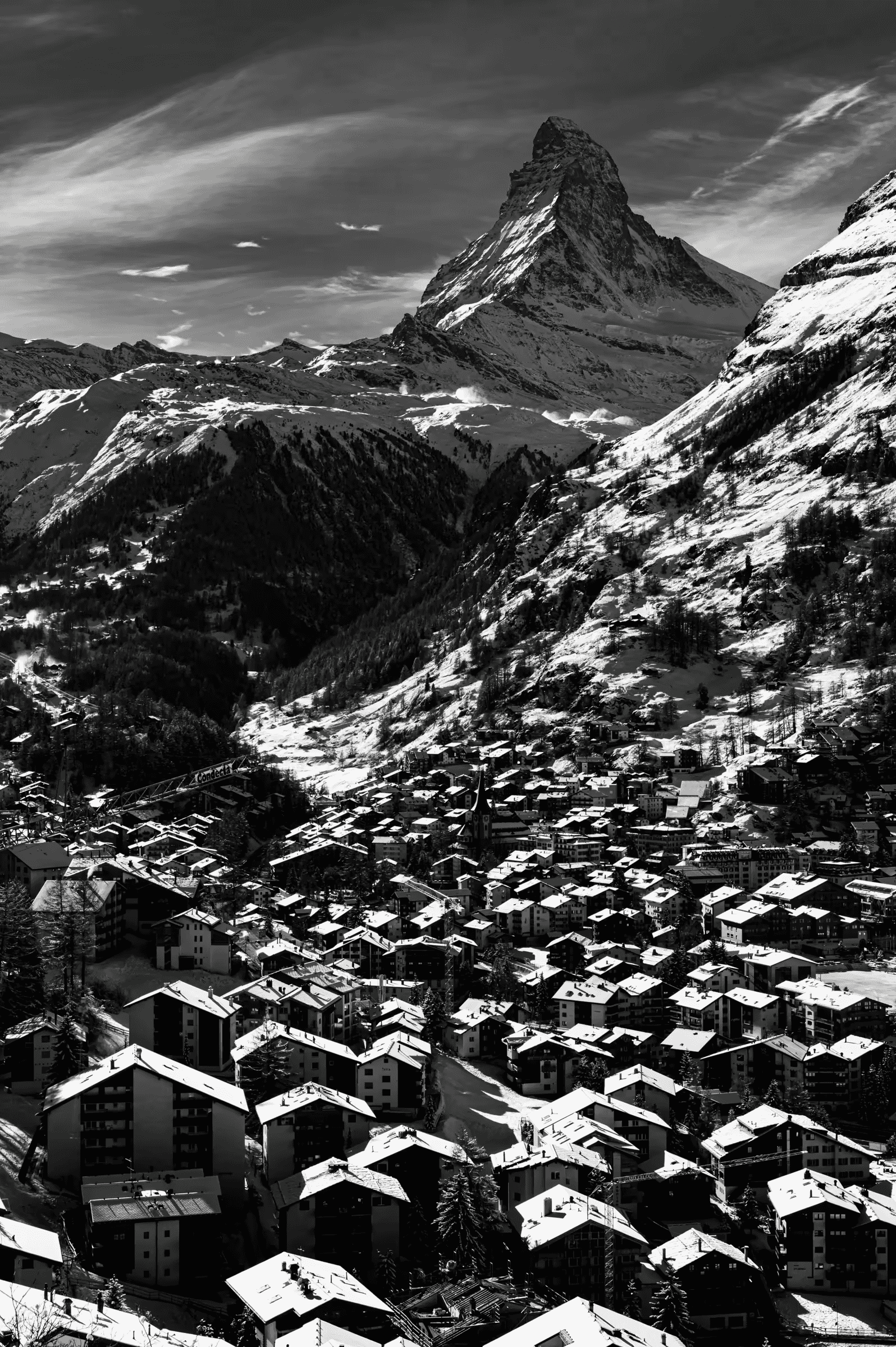 Matterhorn Over Zermatt Matterhorn Over in Zermatt in monochrome.